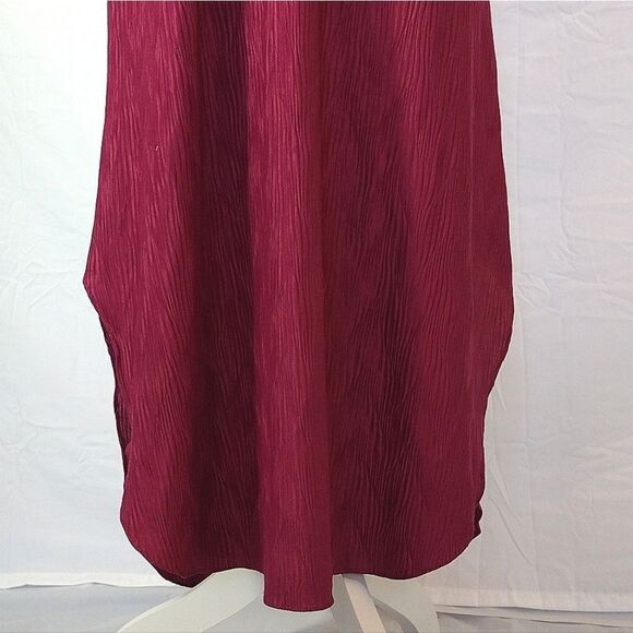 VTG 80s Fuscia Pink Textured Floral Tank Midi Slip Dress Large - Picture 9 of 16